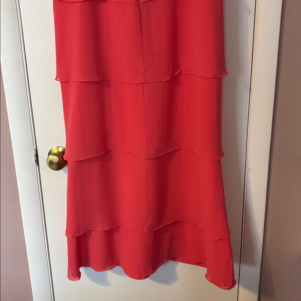 Y2K Vintage Daymor Couture Silk Halter Party Formal Beaded 12 Pink Tiered Melon - Picture 11 of 17